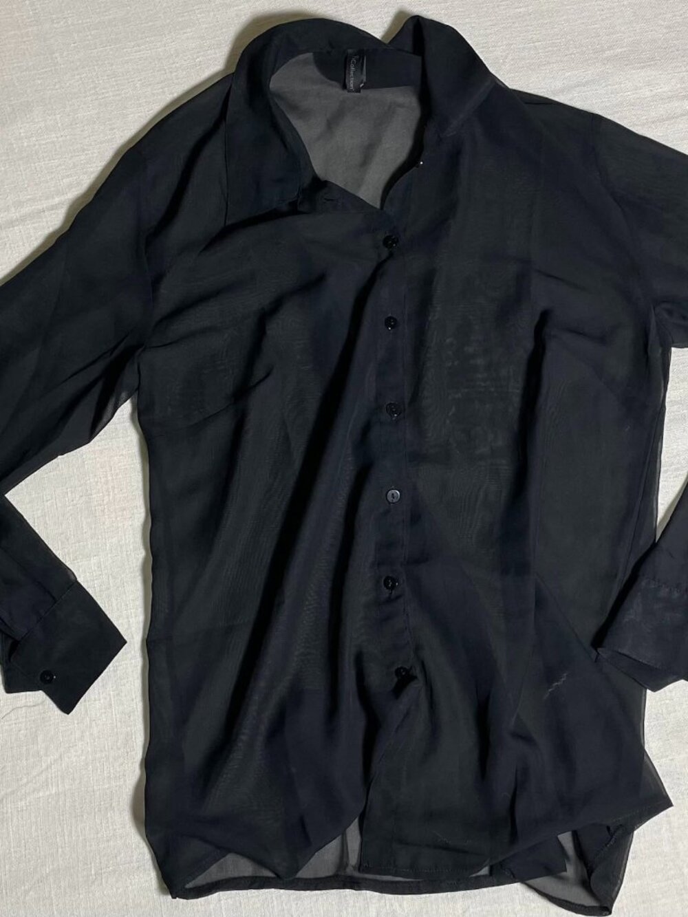 Womens iCollection Sheer Black Button Down Blouse (Size M)